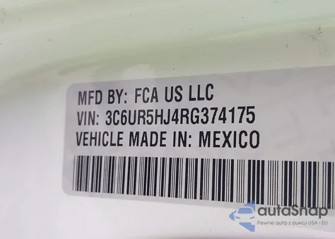 2024 Ram 2500 Tradesman 4X4 8' Box из США, поврежденный, VIN 3C6UR5HJ4RG374175